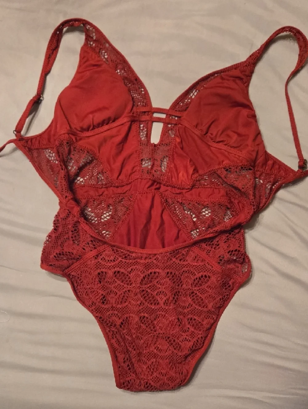 BECCA Red Lace One-Piece Swimsuit - Picture 2 of 9